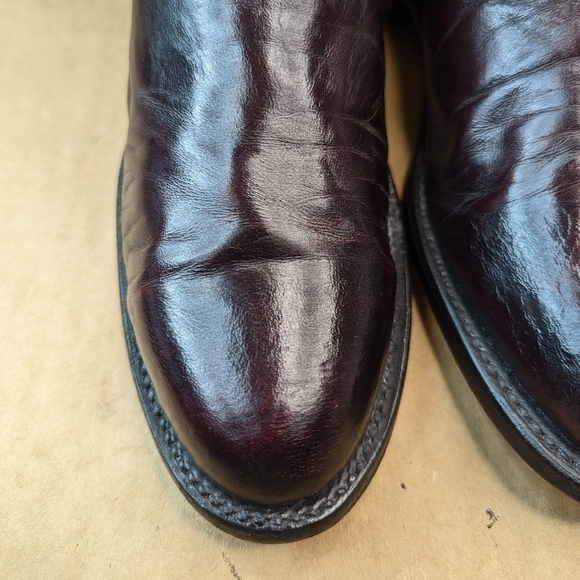 Lucchese Boots men's size 8.5D black cherry leather classic Western cowboy boots - Picture 4 of 13